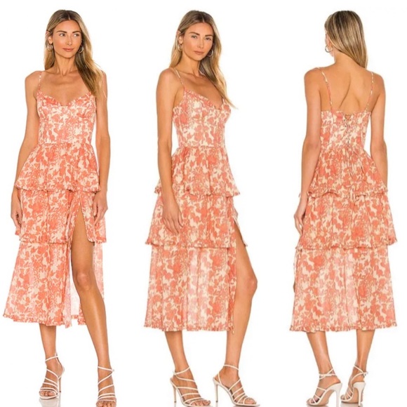 V. CHAPMAN Margherita Midi Dress in Apple Blossom Sz 2 - Picture 9 of 9